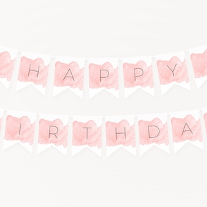 Geburtstag Banner Vorlage druckbare 1. Geburtstag Wimpelkette bearbeitbar druckbare Sofortiger Download Pink Party Banner Happy Birthday Banner DIY Z58