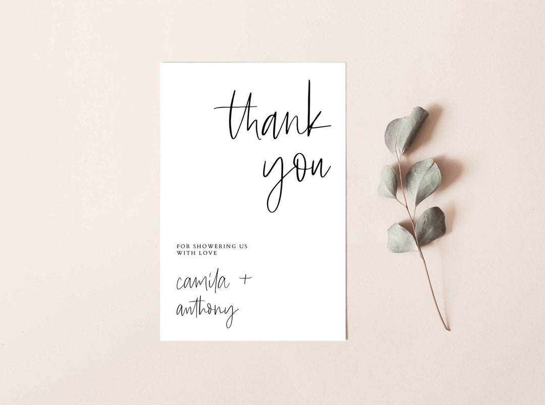 White Thank You Card INSTANT DOWNLOAD Personalised Thank You - Etsy