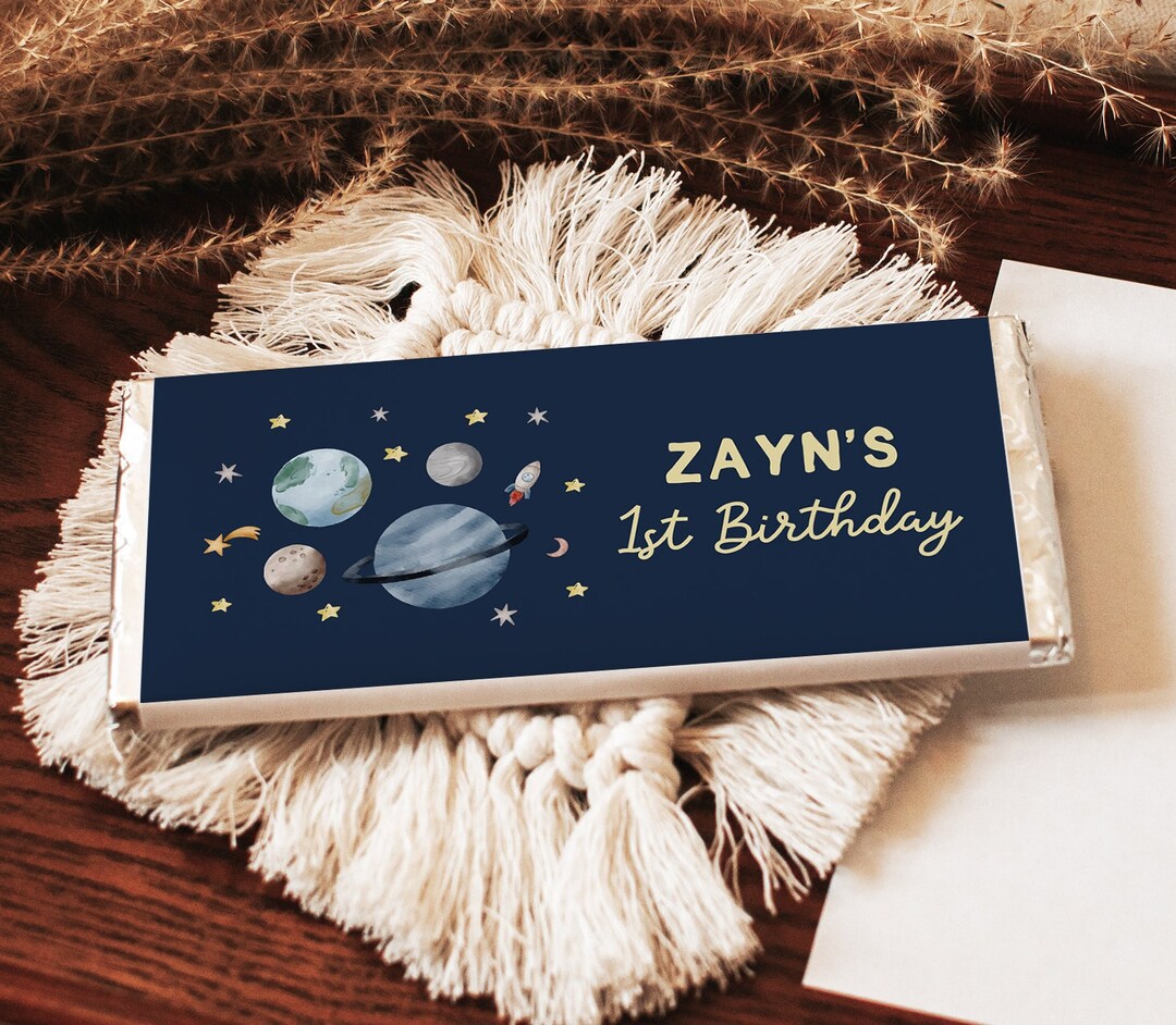 Outer Space Birthday Candy Bar Label Chocolate Wrapper Birthday Favors ...