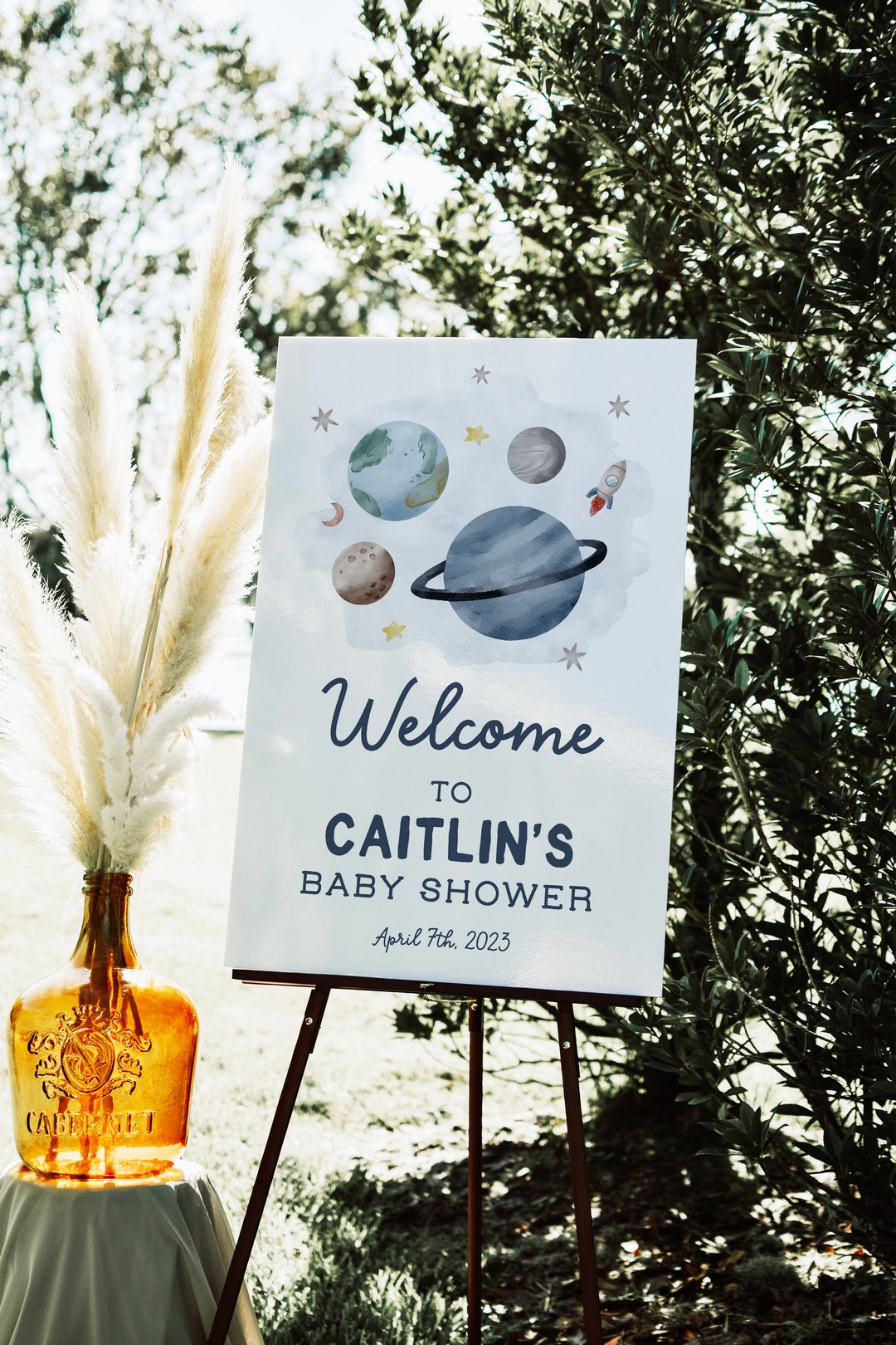 Editable Outer Space Baby Shower Sign Space Baby Shower Decor