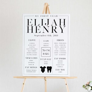 Minimal First Birthday Milestone Board Template, Minimalist Milestone Board, Baby Milestone Board, Modern Milestone Poster Instant DIY Z280