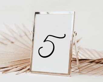 Table Number Template, Wedding Table Numbers, Calligraphy Table Numbers, Simple Wedding Table Number Cards Printable, Instant DIY WED49