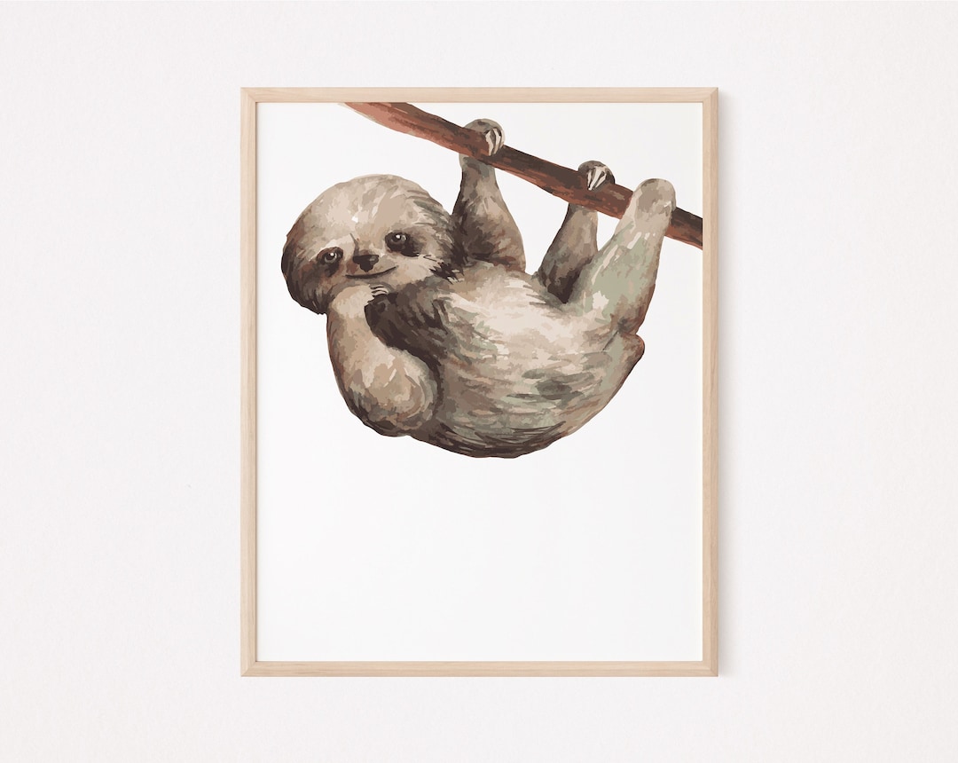Sloth Print, Sloth Printable Wall Art, Baby Sloth Kids Decor, Digital ...