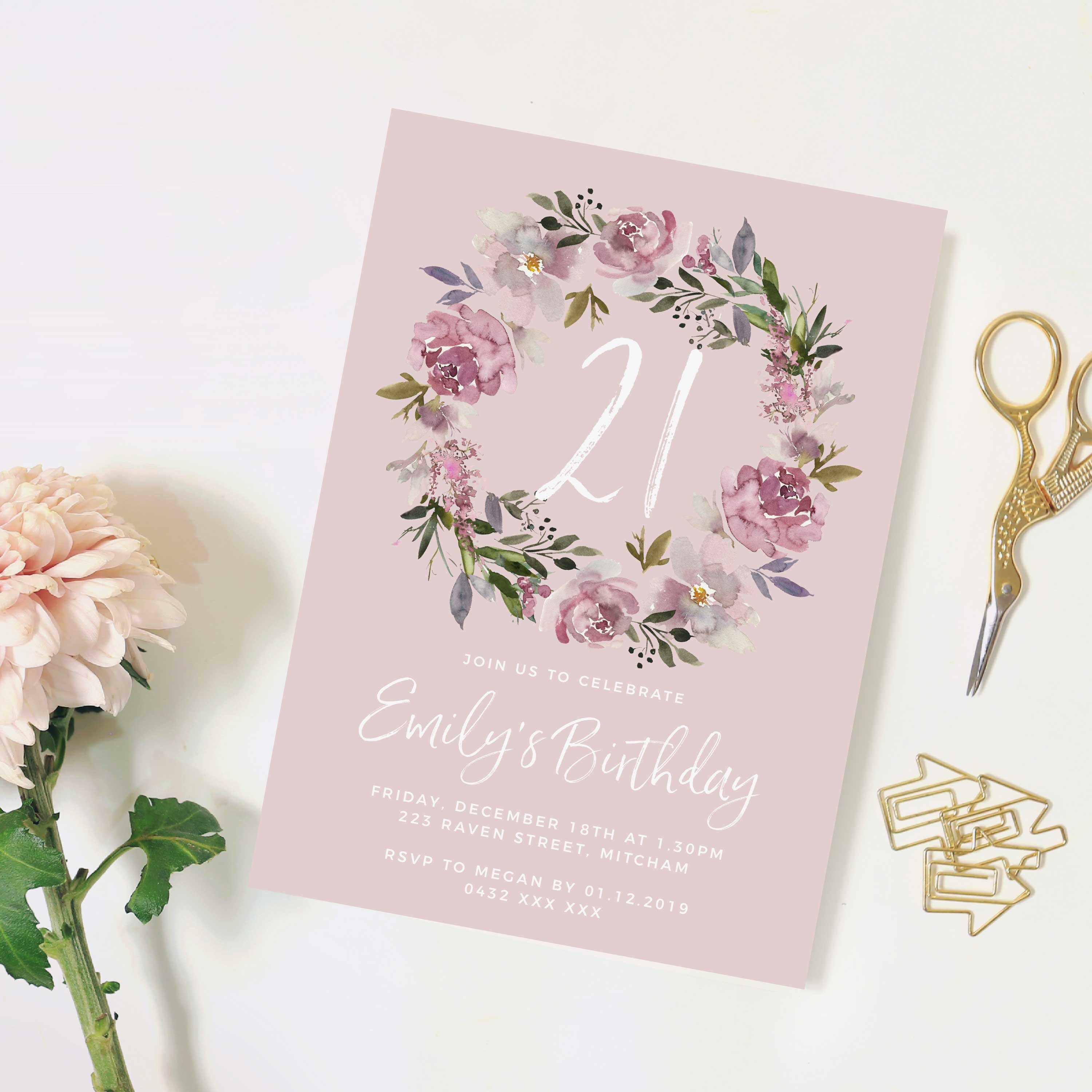Templates Paper &amp; Party Supplies 21st Birthday Invite 21st Invite ...
