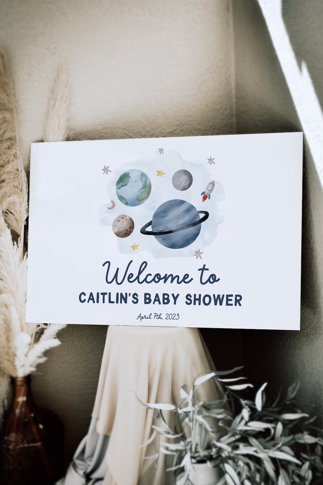 Editable Outer Space Baby Shower Sign Space Baby Shower Decor