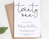 Party Invitation Online Editable Template Black White Invite for Him Surprise Birthday Party Invites 21st Birthday Instant Download Z15