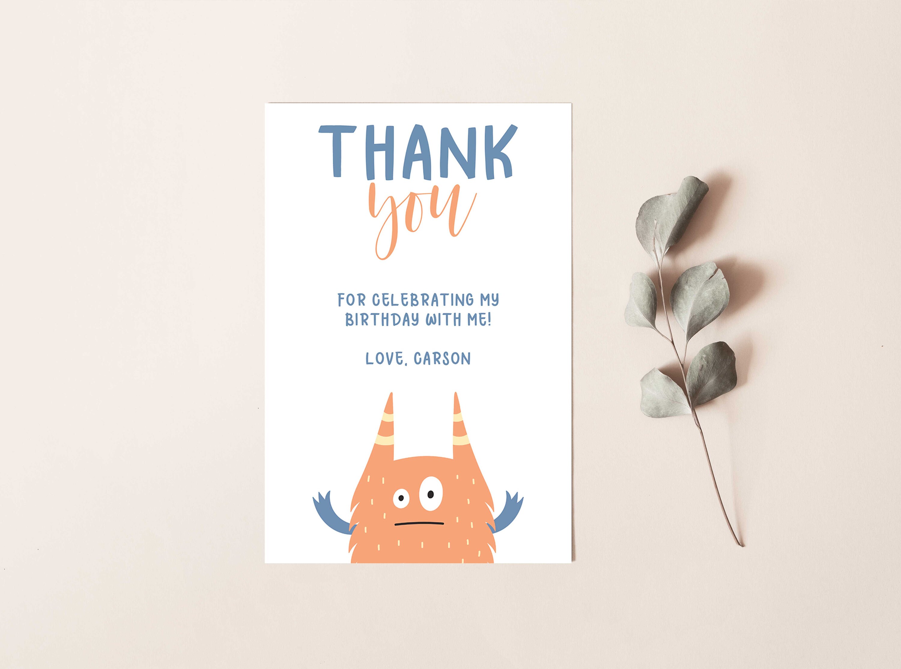 Monster Thank You Card INSTANT DOWNLOAD Personalised Thank | Etsy