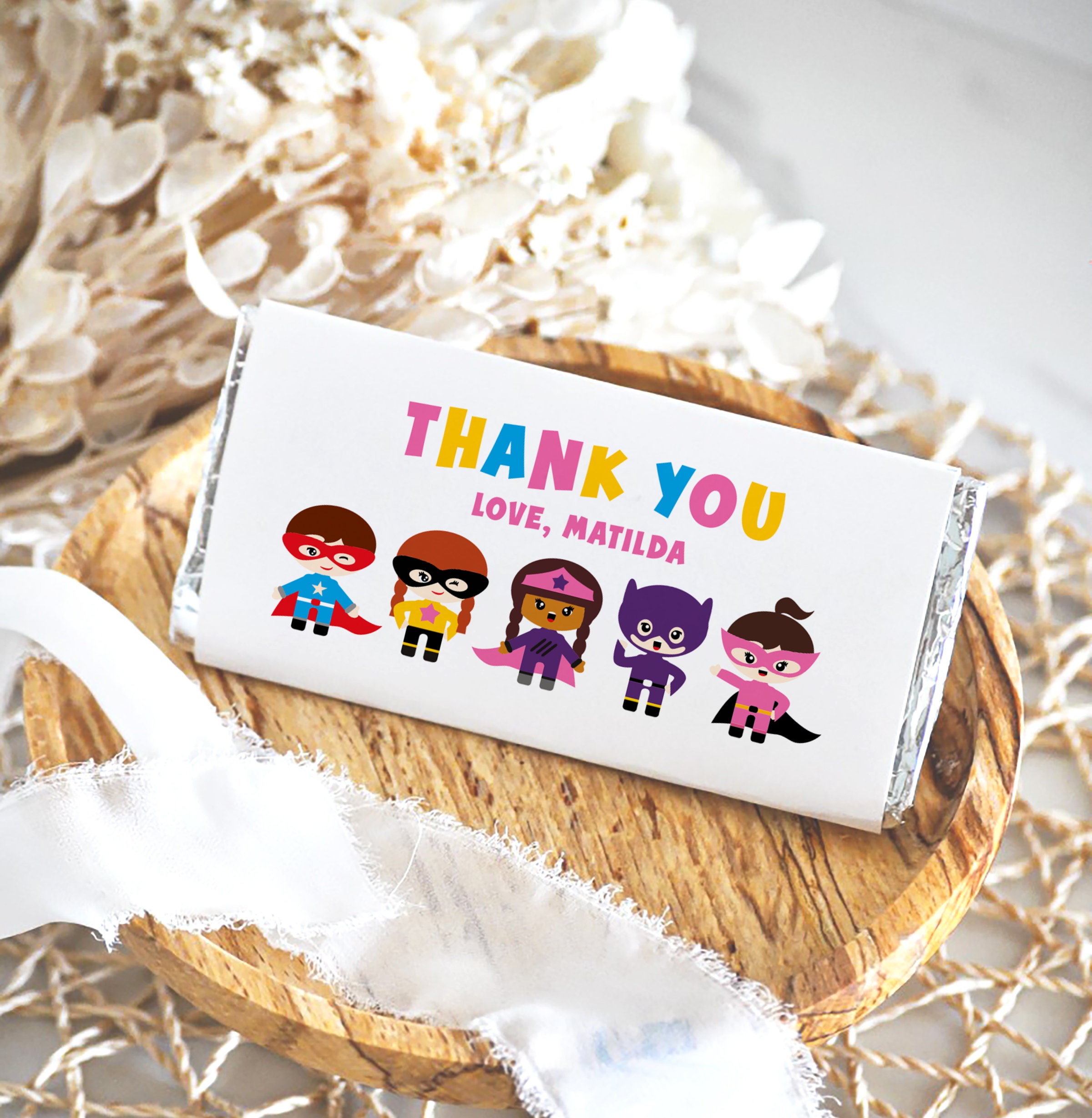 Wrapper Girl Editable Birthday Chocolate Wrapper Template, Girls Pink Superhero ...