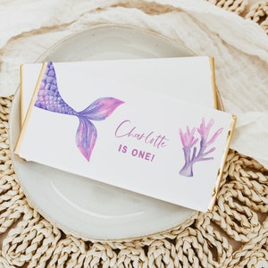 Mermaid Chocolate Bar Wrapper, Candy Bar Label Mermaid Tail, Girl Pink ...