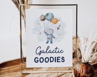 Galactic Goodies Space Party Sign Outer Space Birthday Sign Astronaut Galaxy Party Decor Favors Table Dessert Snack Sign Printable DIY Z292