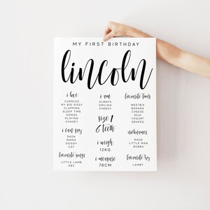 Minimal First Birthday Milestone Board Template, Minimalist Milestone Board, Baby Milestone Board, Modern Milestone Poster Instant DIY Z45
