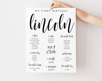 Minimal First Birthday Milestone Board Template, Minimalist Milestone Board, Baby Milestone Board, Modern Milestone Poster Instant DIY Z45