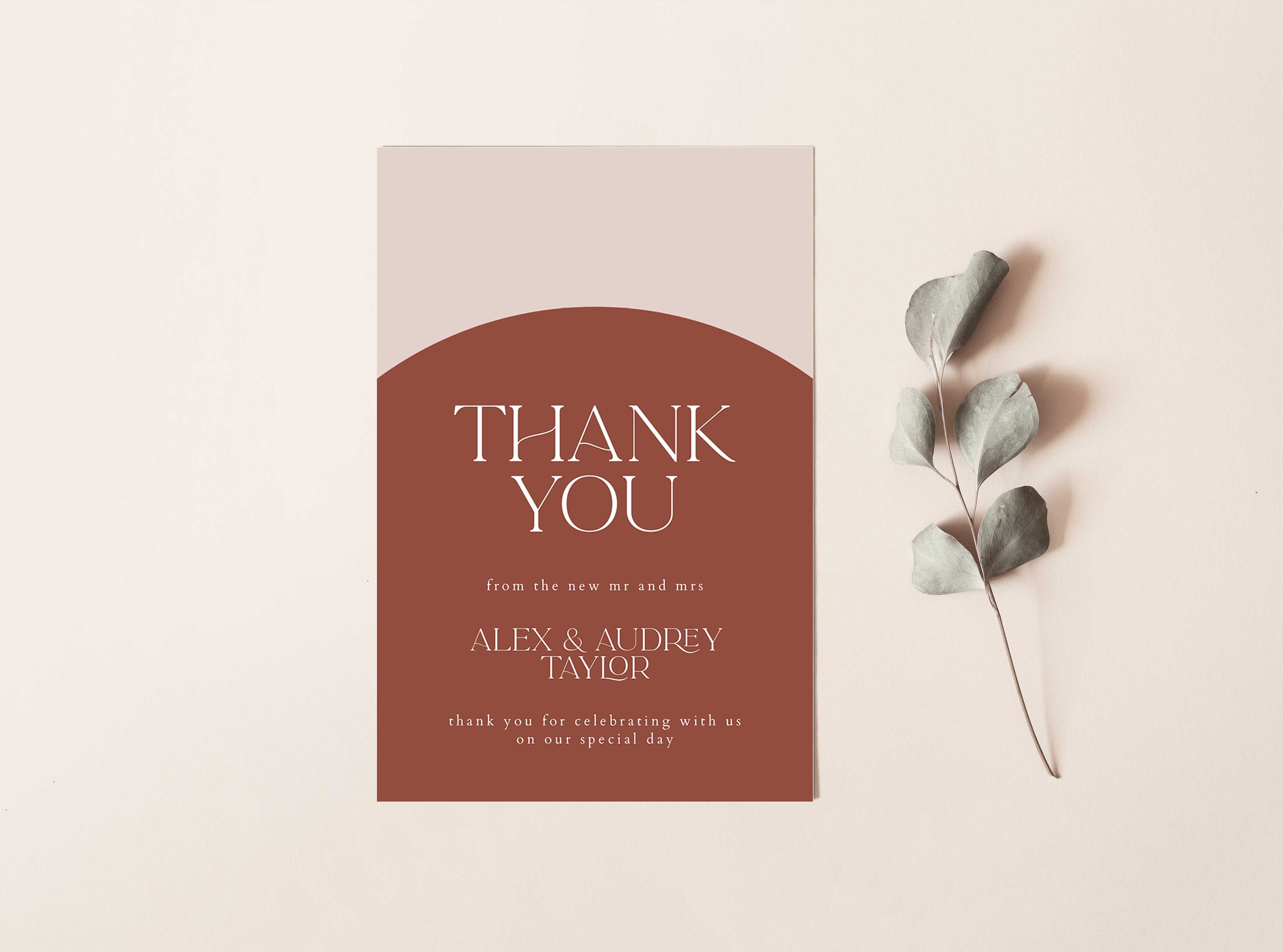 Editable Thank You Card Template, Instant Download Modern Boho Arch ...