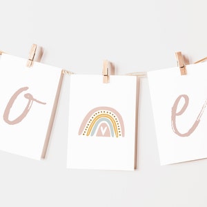 Editable Pastel Rainbow Banner First Birthday Editable Modern Rainbow Printable Rainbow Girls Party Decor One High Chair Banner Bunting Z9