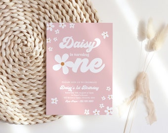 Daisy Birthday Invitation Template, Editable Printable Instant