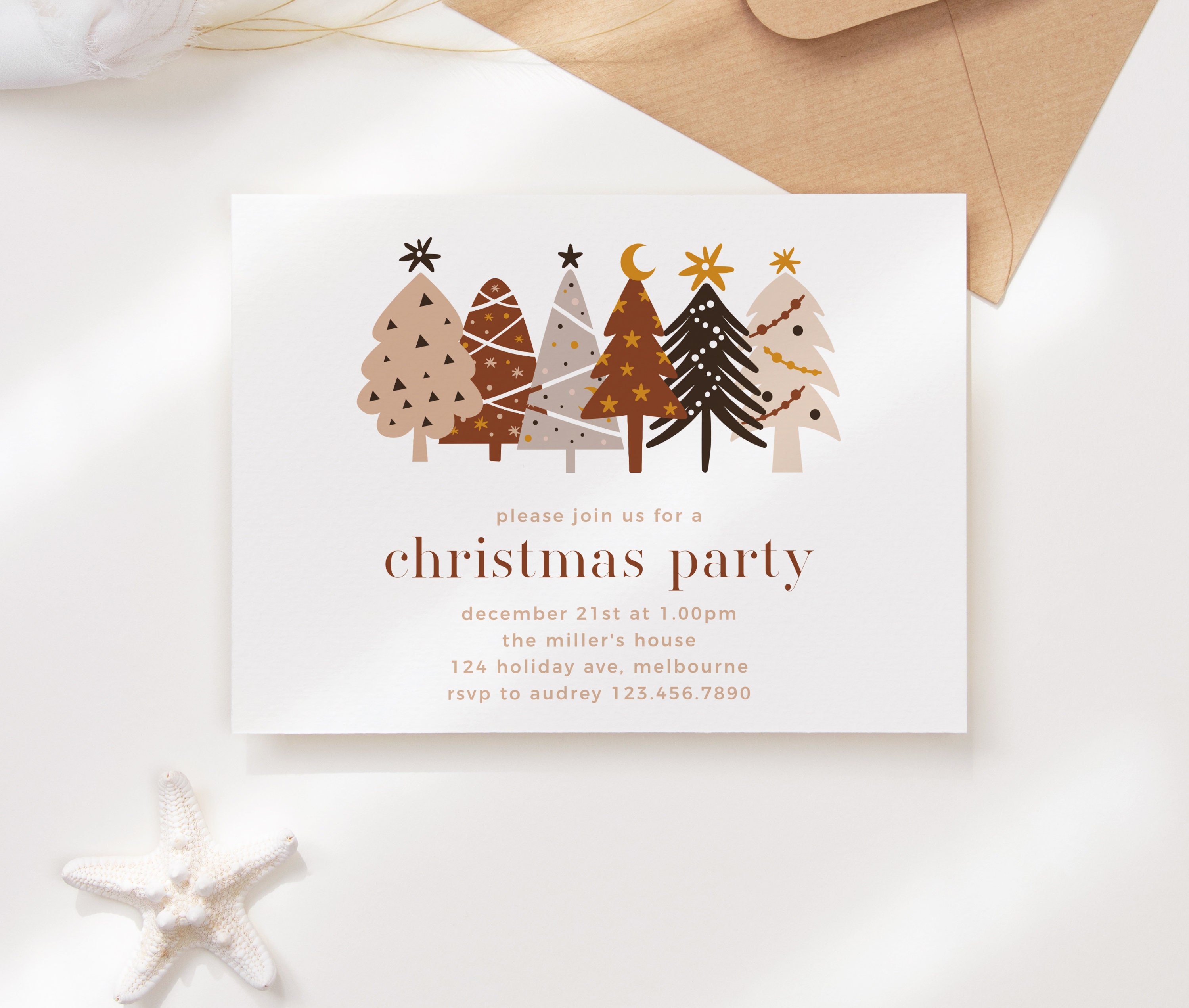 Scandi Einvite Christmas Party Invitation - Editable Template Printable Instant ...