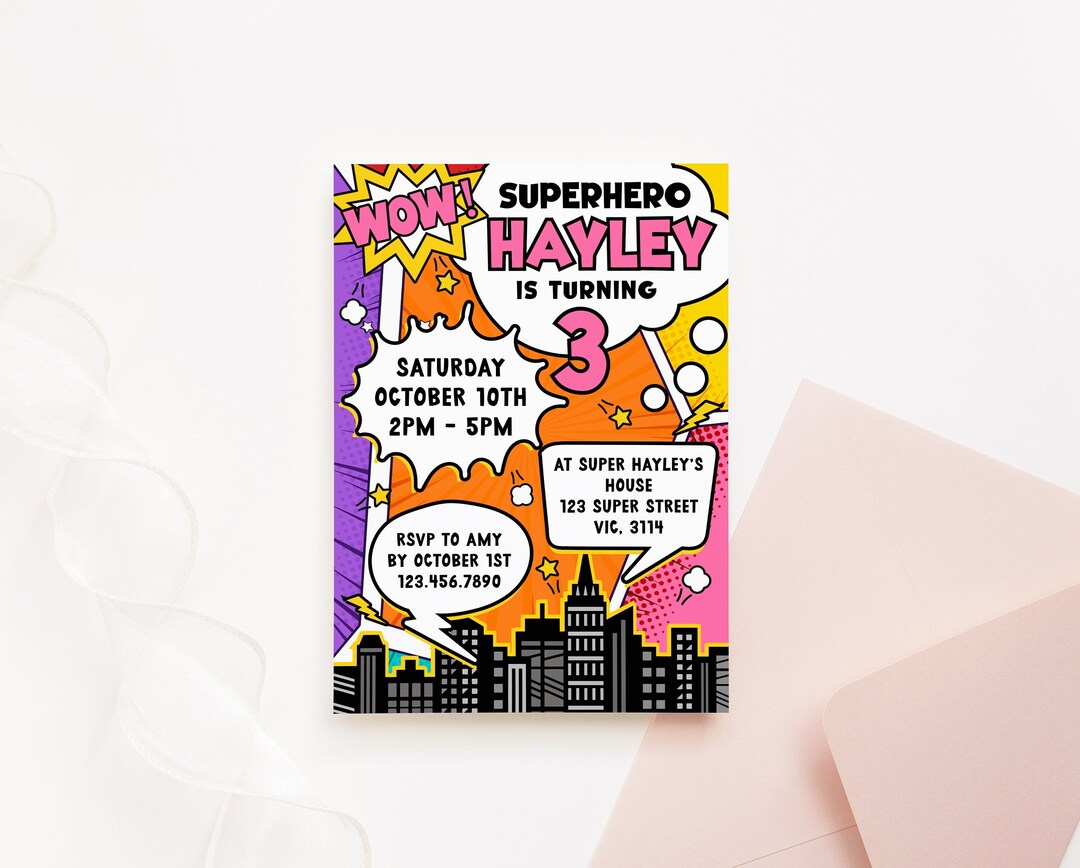 SUPERHERO Party Invitation INSTANT DOWNLOAD Superhero Birthday ...