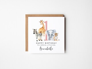 Biglietto Auguri Primo Compleanno Old English Co. | Unisex Con Tigre Dorata, Per Bambino O Bambina, Stampato In UK