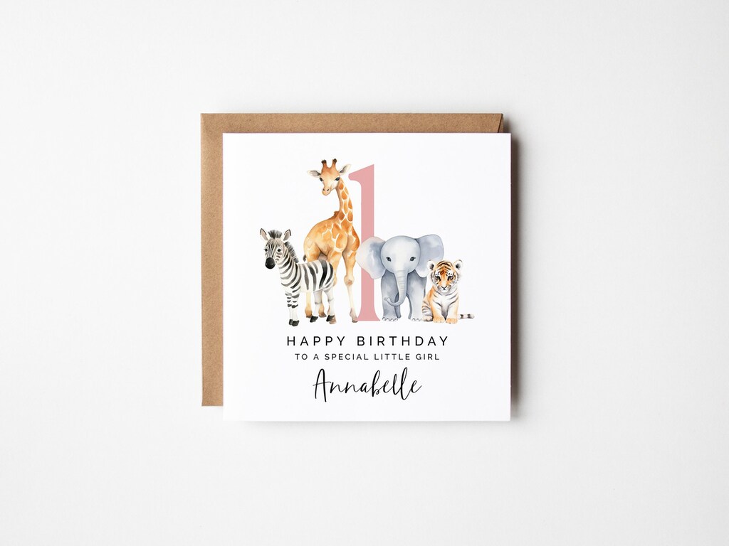 Biglietto Auguri Primo Compleanno Old English Co. | Unisex Con Tigre Dorata, Per Bambino O Bambina, Stampato In UK