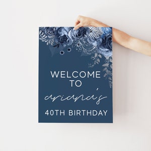 Anniversaire modifiable signe de bienvenue anniversaire affiche de bienvenue TÉLÉCHARGEMENT INSTANTANÉ anniversaire modèle imprimable signe moderne Floral Party bannière Z181
