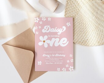 Daisy Birthday Invitation Template, Editable Printable Instant