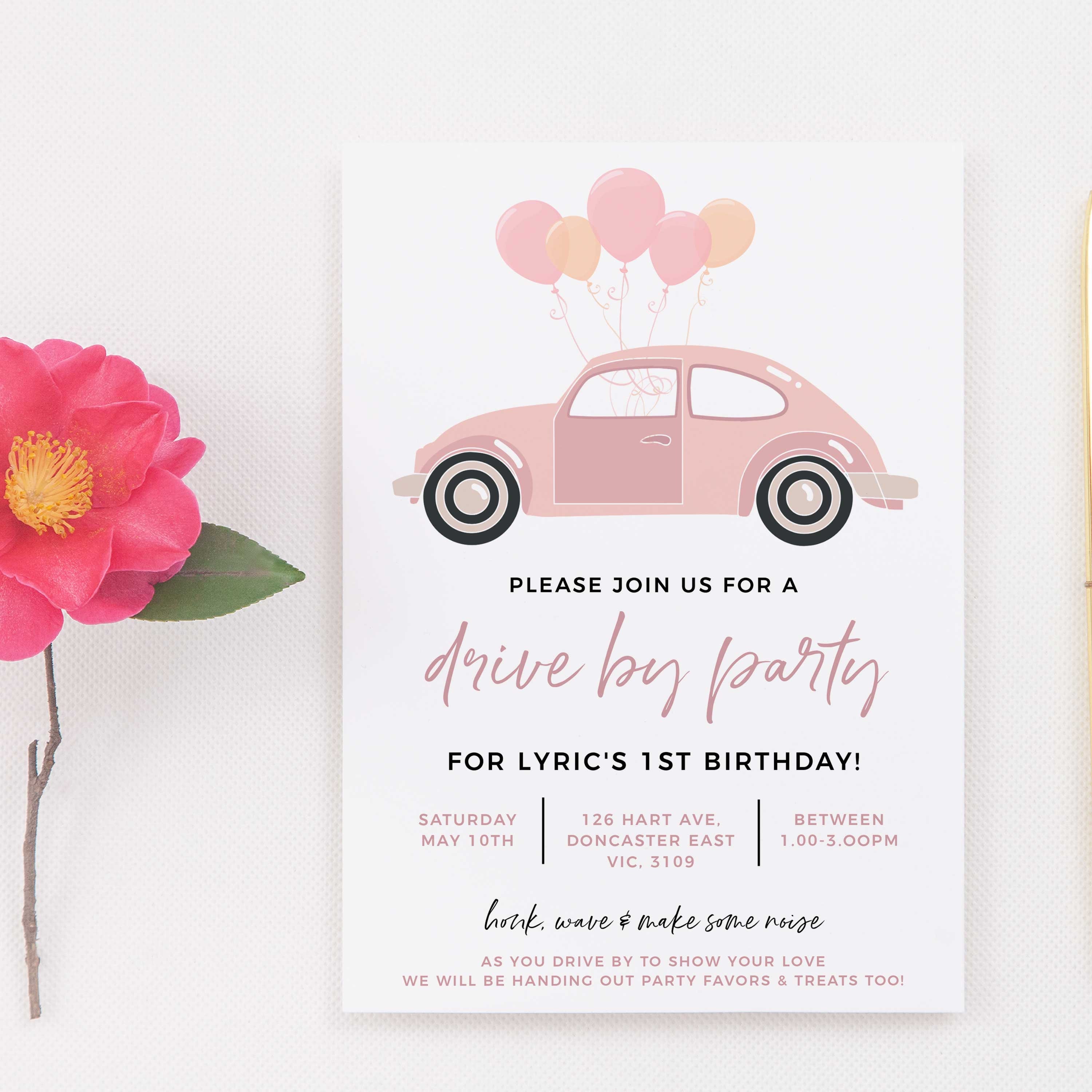 Drive by Birthday Invitation INSTANT DOWNLOAD Virtual Party Invite ...