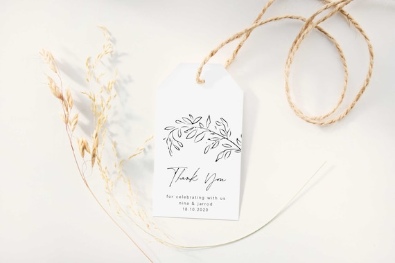 Wedding Thank You Tags Printable Template Modern Minimalist Gift Tag With  Elegant Script Font, Digital Download, NINA 