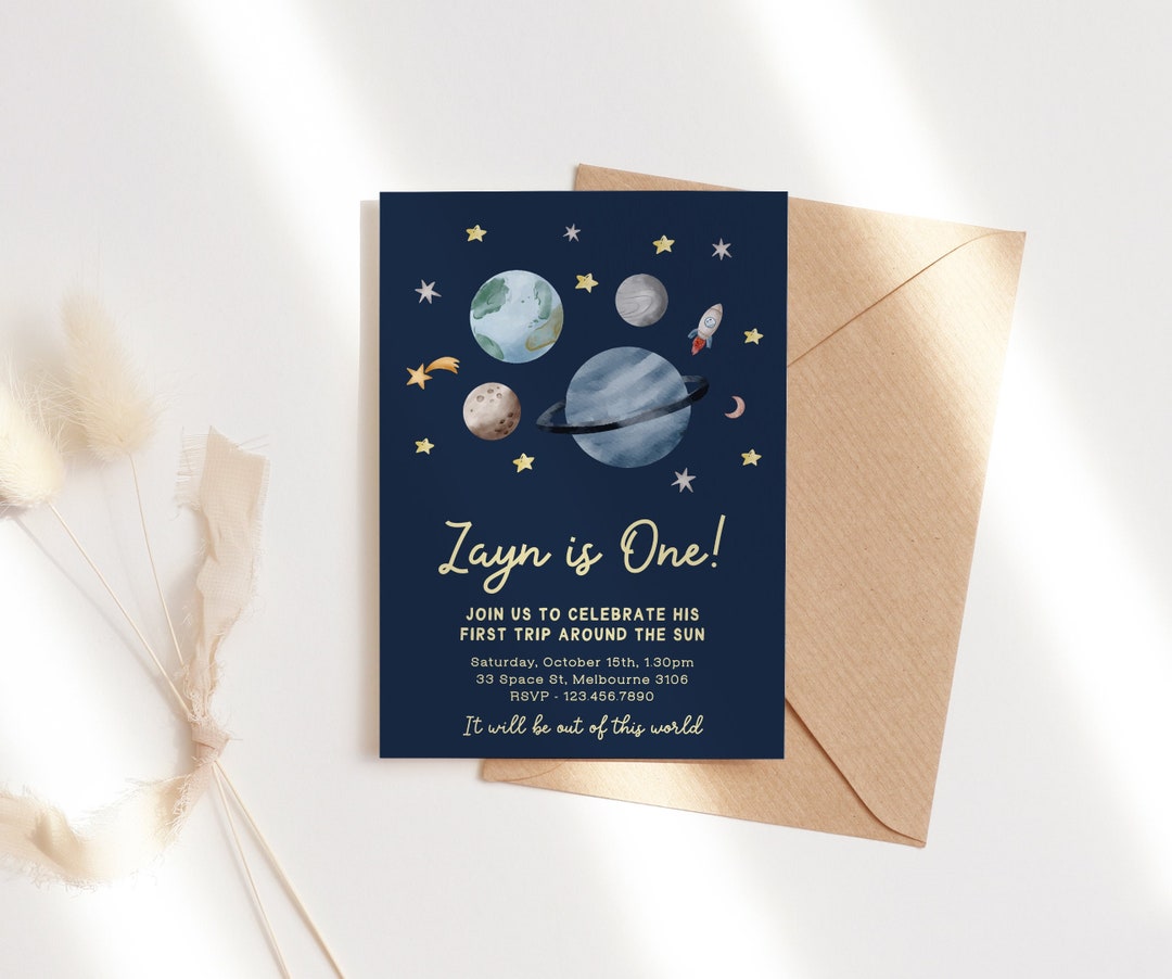 Editable Outer Space Birthday Invitation Template Out of This World ...