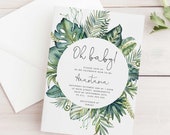 Greenery Baby Shower Invitation INSTANT DOWNLOAD Template Jungle Baby Shower Invitation Baby Sprinkle Invitation Oh Baby Invitation B2