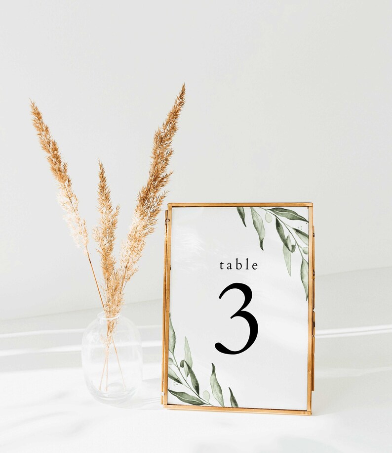 Customizable Table Numbers Editable Table Number Template Modern Greenery Eucalyptus - Etsy