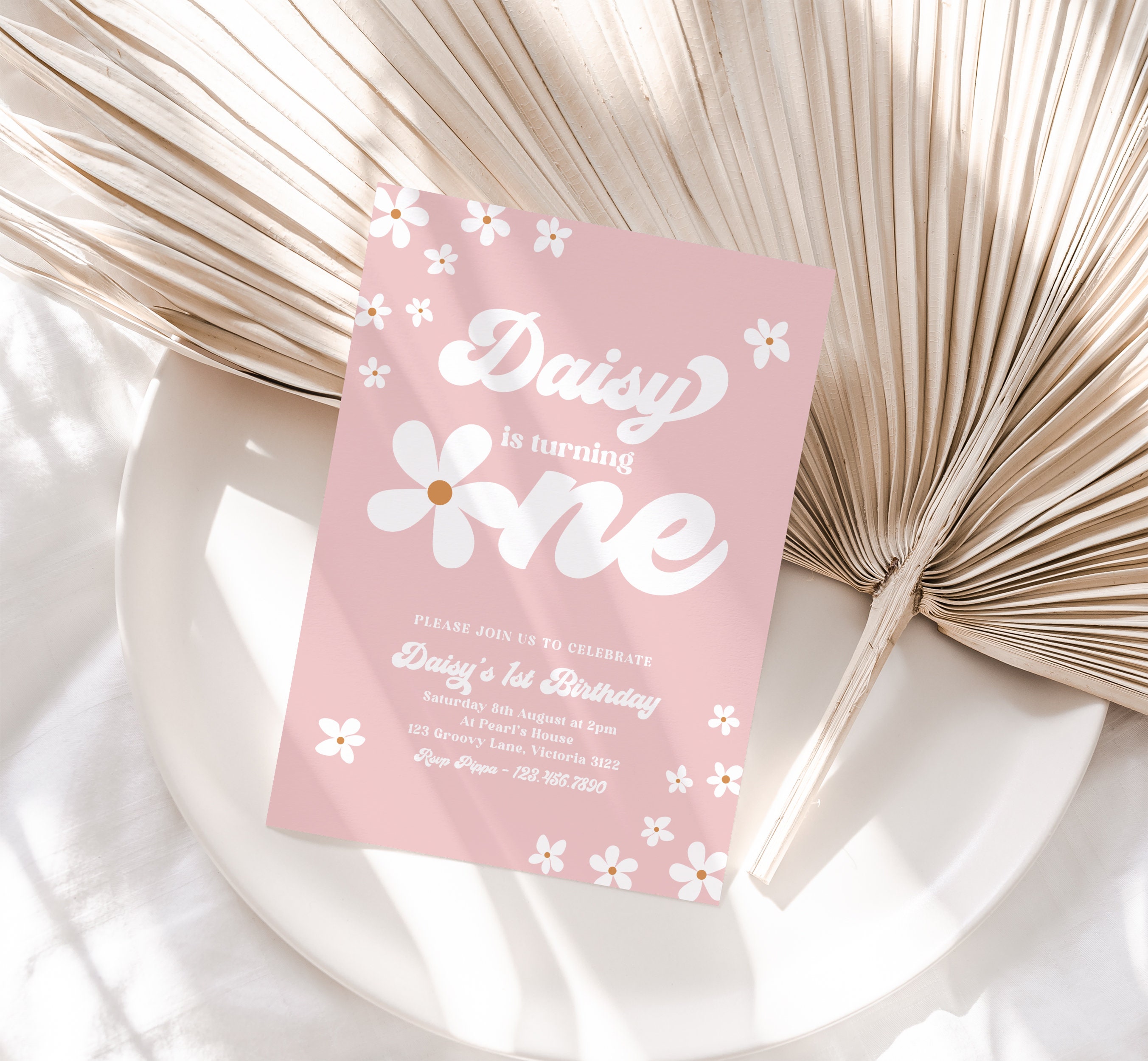 Daisy Birthday Invitation Template, Editable Printable Instant