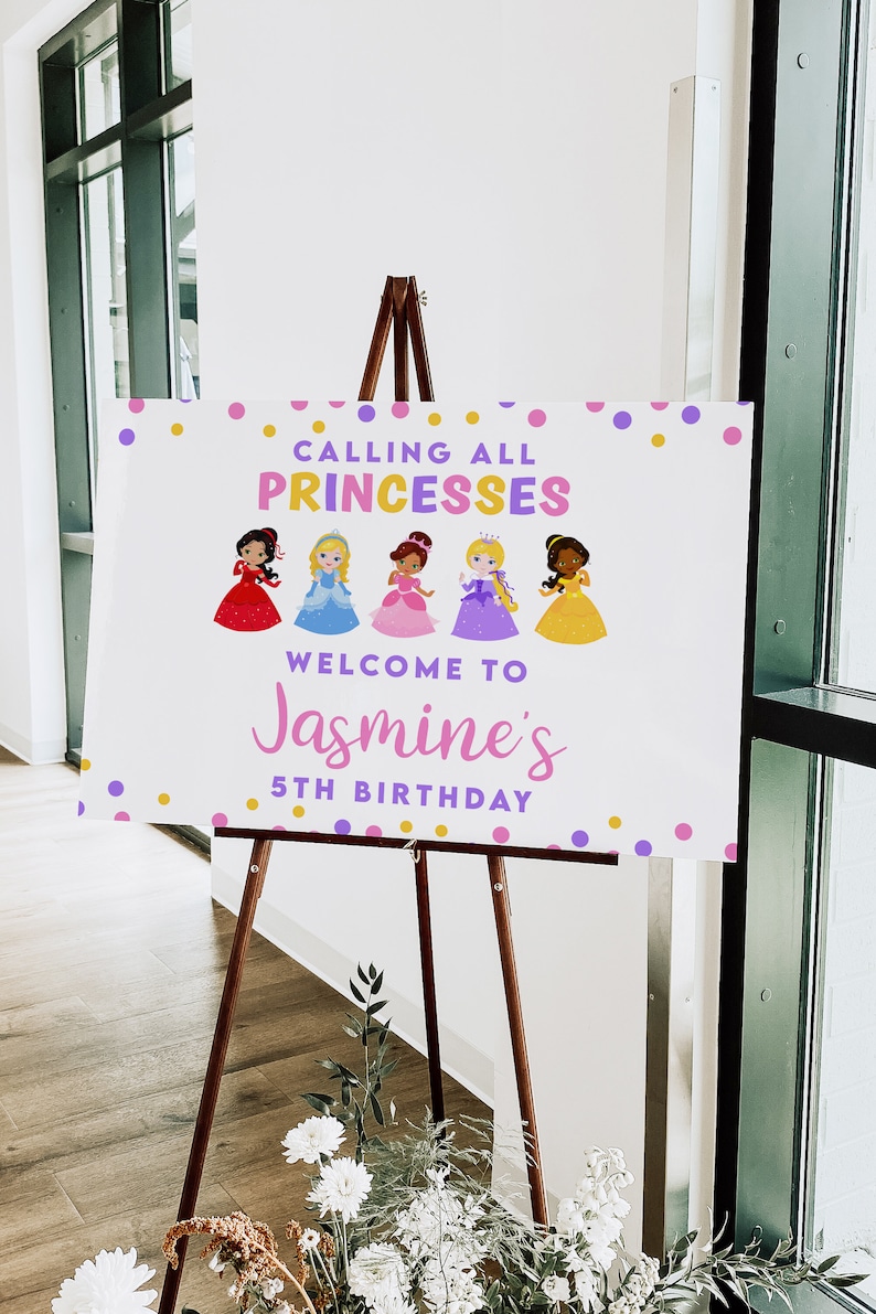 Welcome Princesses Editable Welcome Sign for Kids - Princess Colorful DIY Printable ...