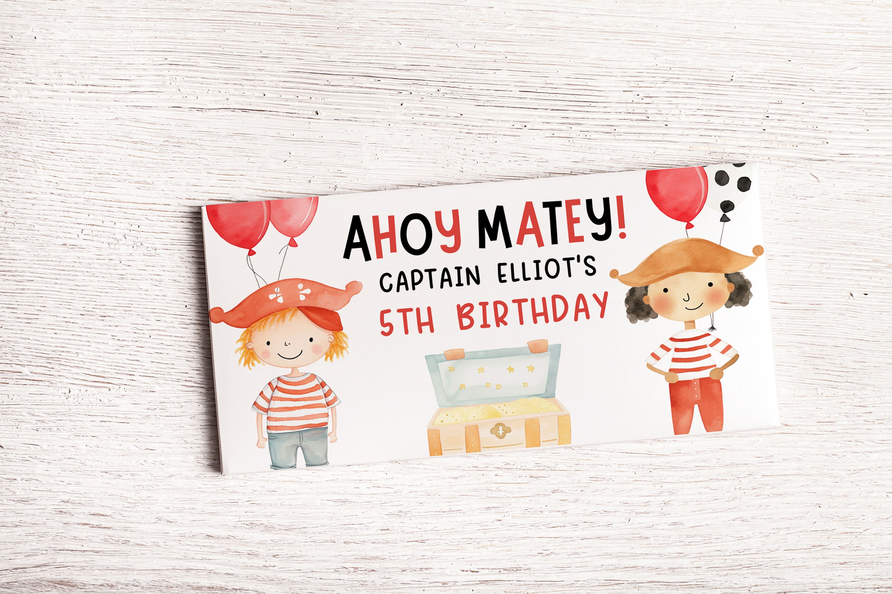Treasure Wrapper Pirate Chocolate Bar Wrapper, Editable Template Printable Instant ...