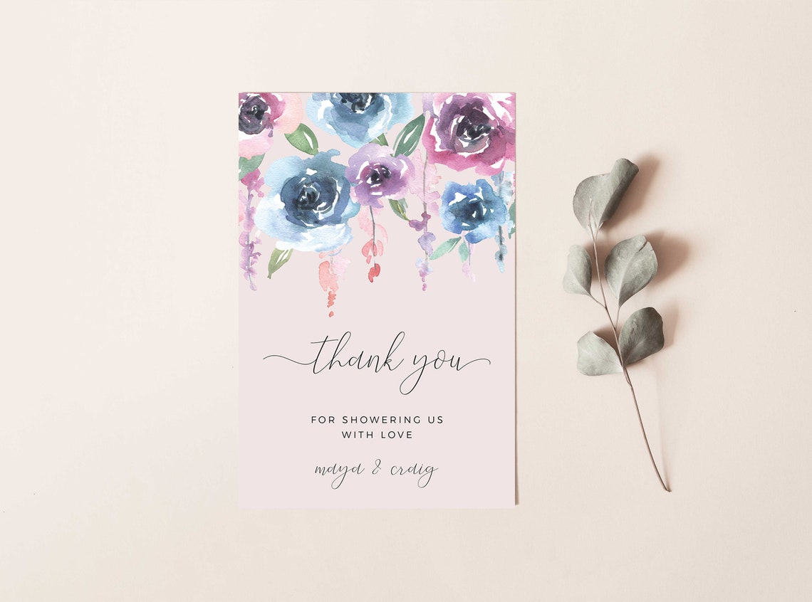Floral Thank You Card INSTANT DOWNLOAD Personalised Thank You | Etsy