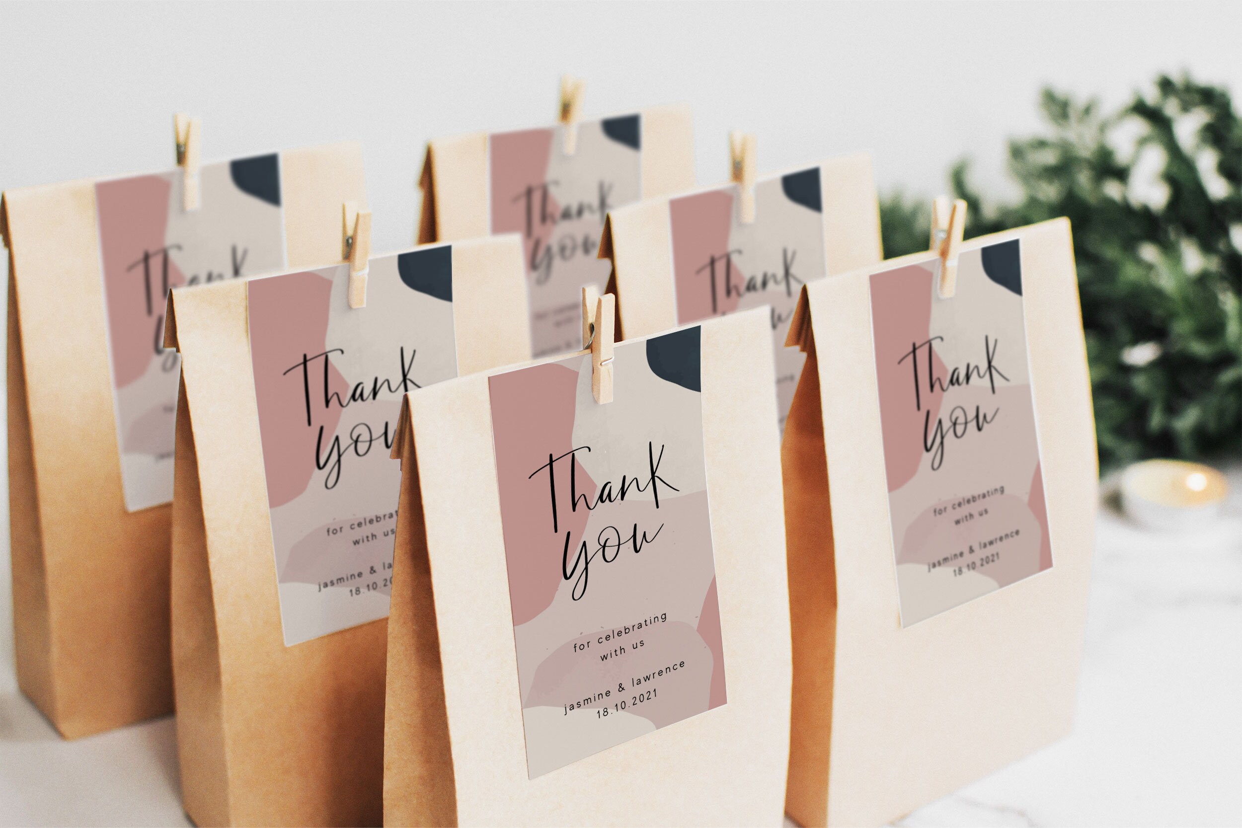 Earthy Wedding Favor Tag Template, Minimalist Thank You Printable ...