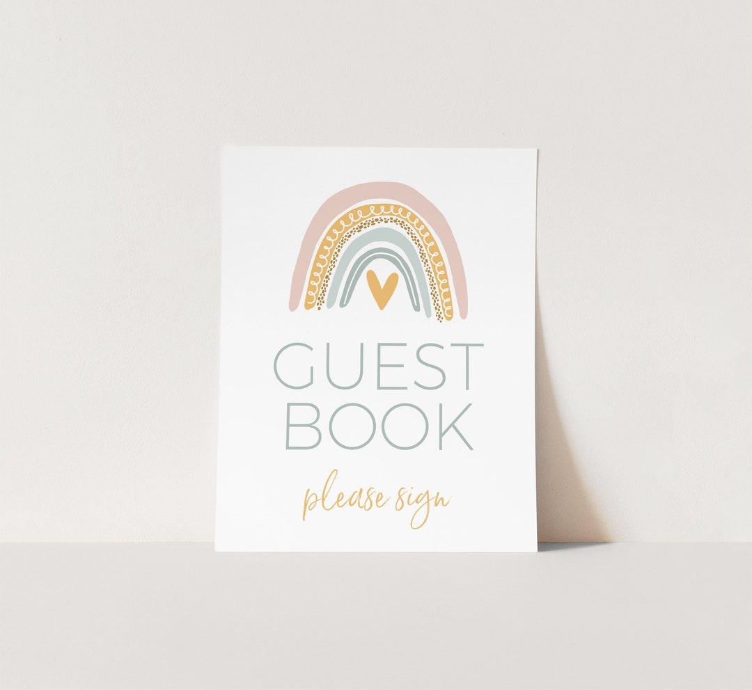 Rainbow Guest Book Sign INSTANT DOWNLOAD Printable Party Guest Sign ...