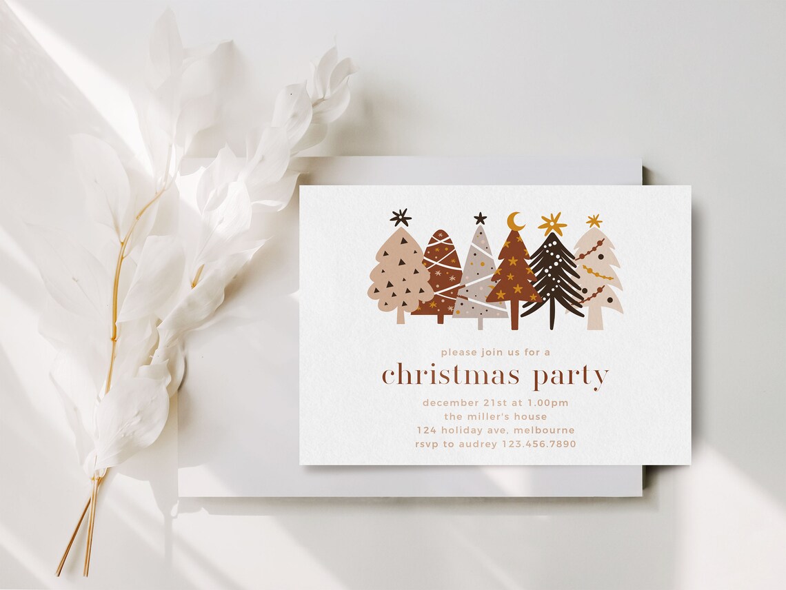 Scandi Einvite Christmas Party Invitation - Editable Template Printable Instant ...