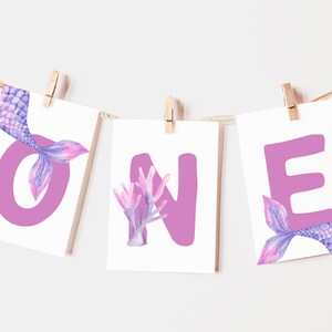 Mermaid High Chair Banner Mermaid ONE Birthday Banner Template 1st Birthday Banner Garland Printable Mermaid Party Decoration DIY Z290
