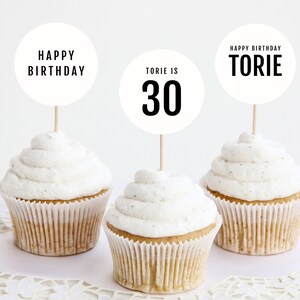 Bearbeitbare Cupcake Toppers, druckbare einfache Cupcake Topper Vorlage, sofortiger Download Baby Shower oder Geburtstag, DIY bearbeitbares Party Dekor Z7