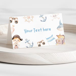 Pirate Buffet Place Card, Editable Template Printable Instant Download Birthday Party DIY Boys Nautical Ship Tent Food Label Sign Z352