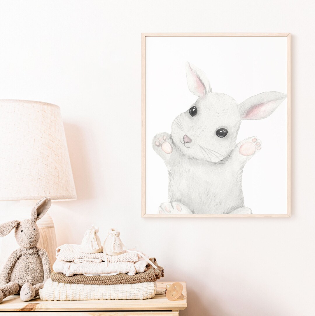 Small Rabbit Print Rabbit Print, Bunny Watercolor Print, Rabbit Art, Nursery Wall Art ...