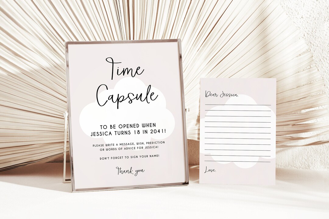 Time Capsule Card Design Examples Time Capsule Template Time Capsule First Birthday Time Capsule Baby ...