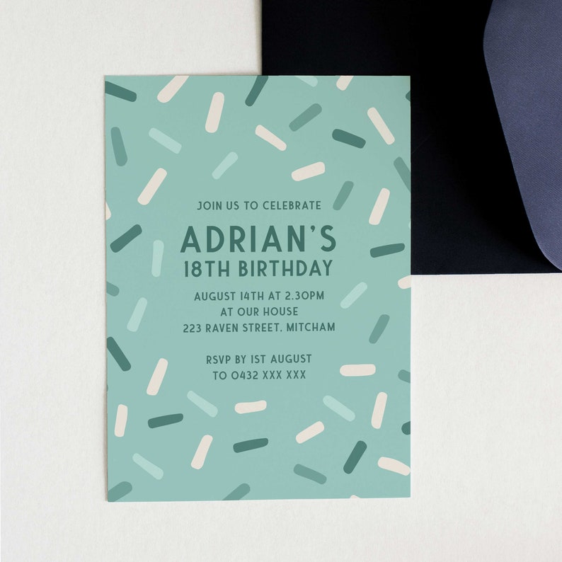 18th Invite INSTANT DOWNLOAD Birthday Invite 18th Birthday Invite Eighteenth Invite Z239 Sprinkle Printable 18th Birthday Invitation