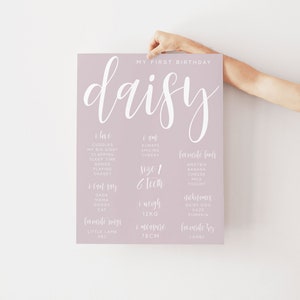 Minimal First Birthday Milestone Board Template, Minimalist Milestone Board, Baby Milestone Board, Modern Milestone Poster Instant DIY Z42