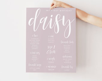 Minimal First Birthday Milestone Board Template, Minimalist Milestone Board, Baby Milestone Board, Modern Milestone Poster Instant DIY Z42