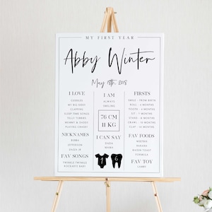Baby Milestone Board, First Birthday Milestone Poster Template, Editable 1st Birthday Milestone Sign, Milestone Poster 1st Birthday Z135