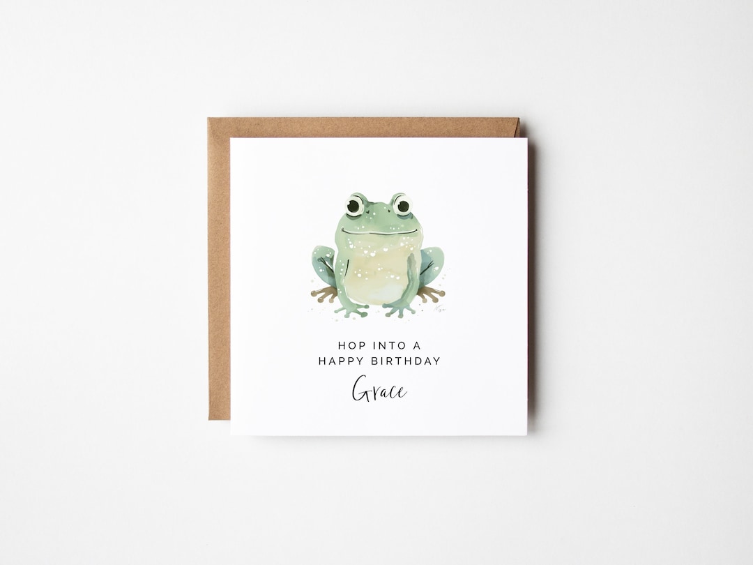 Yeehaw Biglietto Compleanno Rana Cowboy - Hoppy Birthday Pardner Froggo - Con Adesivi E Busta - 145x145 Mm