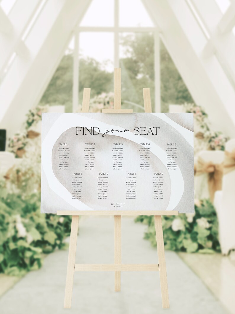 Seating Chart Editable Template, Printable Instant Download Modern ...