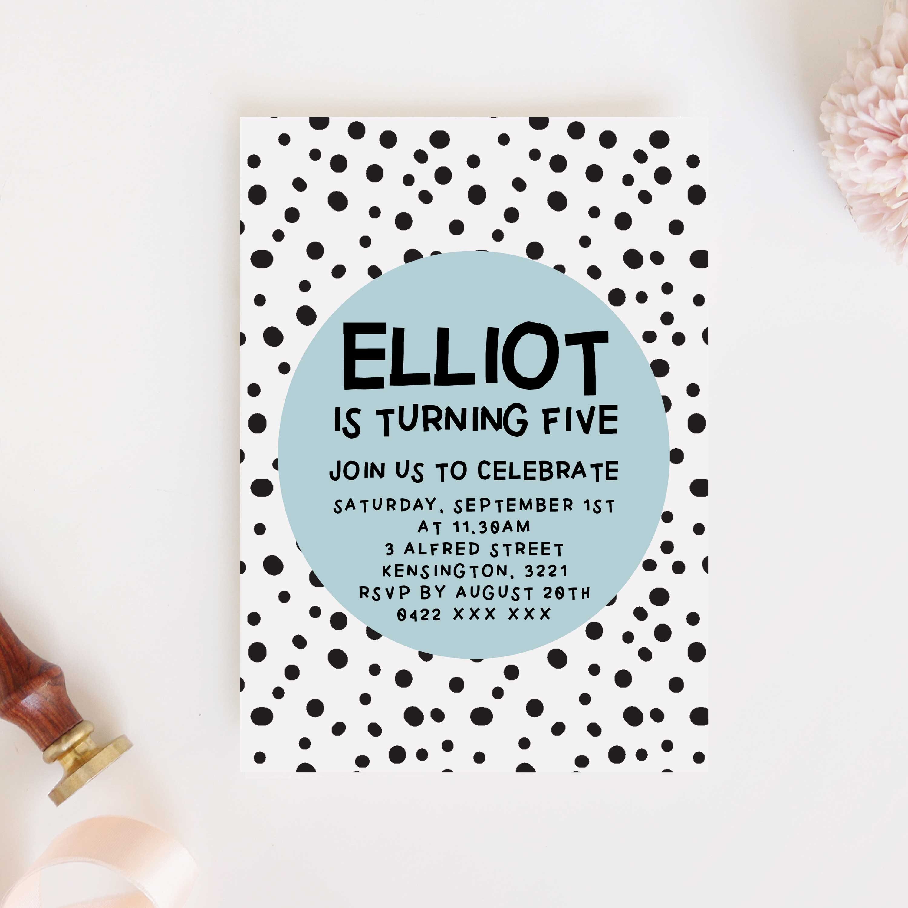Blue Polka Dot Invitation Templates