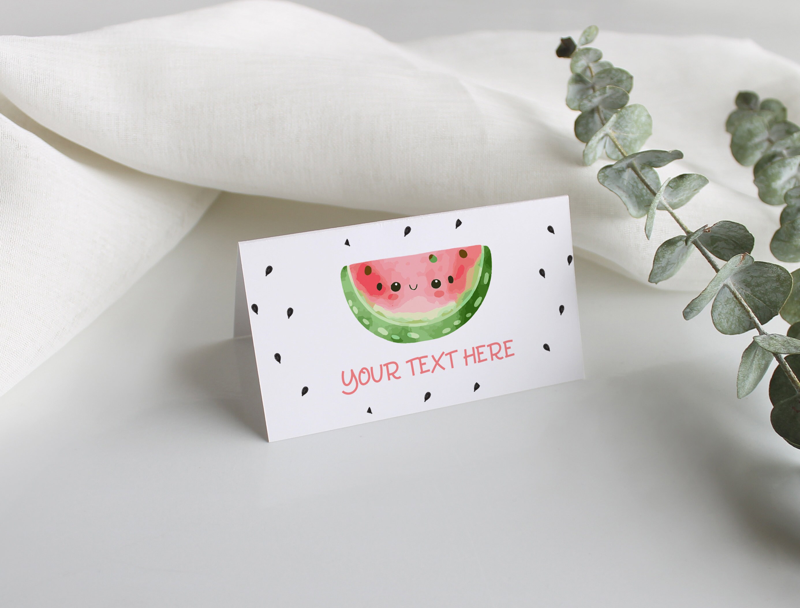 Place Card Template, One in a Melon Editable Watermelon Food Labels ...